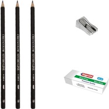 Cretacolor Fine Art Graphite Dereceli Kalem Eskiz Öğrenci Seti No: 4b-4h-Hb + Kalemtraş + Silgi