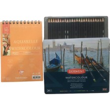 Derwent Watercolour Sulu Kuru Boya Kalemi+Etival 300GR A5 Defter