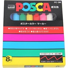 Uni Mitsubishi Posca Pc-3m Boya Işaretleyici Yazma Kalem Güzel Ipucu 0.9-1.3mm 8 Renkler/set