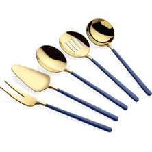 Dame Marie Allegra Mavi Altın 5 Parça Sos Servis Seti