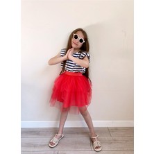Mia Bambim Çizgili Bluz Tütü Etek Kız Çocuk Takım Fuşya
