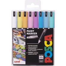 Uni Posca Pc-1mr 0.7 Su Bazlı Boyama Markörü Seti 8 Renk Pastel Renkler