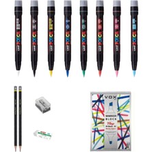 Uni Posca Marker Kalemi Çizim Seti 2 + Pcf-35 (3-10MM) 8'li Set