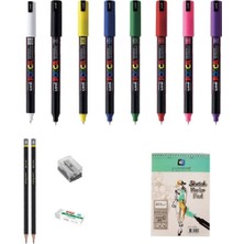 Uni Posca Marker Kalemi Çizim Seti 3 + 1mr (0.7 Mm) 8'li Set  8'li Set