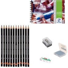 Derwent Eskiz Başlangıç Seti 1 + Dereceli Kalem + A5 Defter + Dağıtıcı Set + Silgi + Açacak + Hamur Silgi