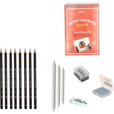 Cretacolor Eskiz Başlangıç Seti 7 + Dereceli Kalem + A5 Defter + Dağıtıcı Set + Silgi + Açacak + Hamur Silgi