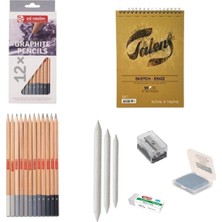 Bruynzeel Eskiz Başlangıç Seti 10 + Dereceli Kalem + A5 Defter + Dağıtıcı Set + Silgi + Açacak + Hamur Silgi