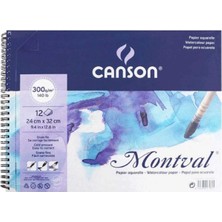 Canson Montval Aquarelle Cold Pressed 300GR Spiralli Sulu Boya Blok 12 Sayfa 24X32CM