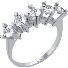 Sirius Pırlanta 1 Karat Görünümlü Pırlanta 5 Taş Yüzük 0417R0227