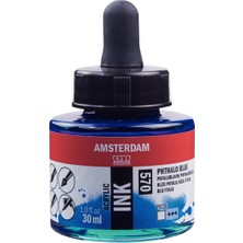 Amsterdam Amsterdam Akrilik Mürekkep : Acrylic Ink : 30ML : Phthalo Blue 570