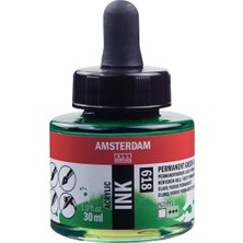 Amsterdam Amsterdam Akrilik Mürekkep : Acrylic Ink : 30ML : Permanent Green Light 618