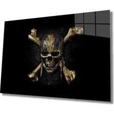 Eliza Home  Kurukafa Illüstrasyon Cam Tablo Illustration  Skull Art