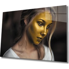 Eliza Home  Altın Yüzlü Kadın Cam Tablo Gold Faced