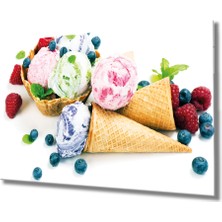 Eliza Home  Meyveler Dondurma Cam Tablo Fruits Ice Cream Art
