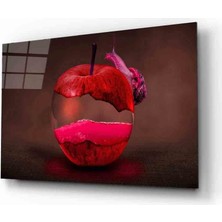 Eliza Home  Fütüristik Kırmızı Elma  Cam Tablo