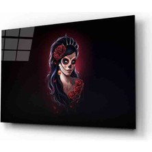 Eliza Home  Fütüristik Gül Taçlı Kadın  Cam Tablo