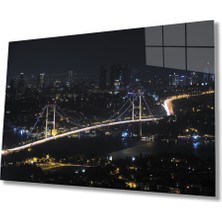 Eliza Home   Istanbul Gece Boğaz Köprüsü Manzarası Cam Tablo