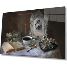 Eliza Home  Kitap Inci Natürmort Cam Tablo   Book Pearl Still Life