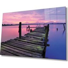 Eliza Home  Gün Batımı Iskele Cam Tablo   Sunset Pier