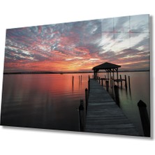 Eliza Home  Gün Batımı Iskele Kamelya Cam Tablo