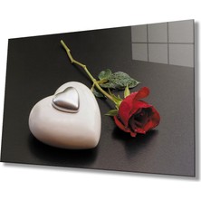 Eliza Home  Kalp Gül Cam Tablo