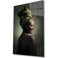 Eliza Home  Afrika Stili Şal Gülen Kadın Cam Tablo