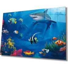 Eliza Home  Köpek Balığı Cam Tablo Shark