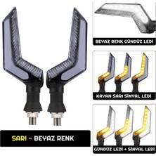 Hubstein Sarı-Beyaz Renk Motosiklet Sinyal Ledi Takımı Kayar Drl Sinyal Işığı