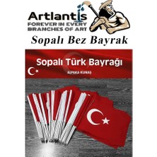 Sopalı Bez Bayrak 20X30 cm 1 Adet Saplı Bayrak Ay Yıldız Plastik Çıtalı 20*30 Bez Bayrak Mill Bayram Kutlama