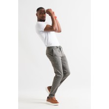Akçaylar Slimfit Çizgili Beli Lastikli Iplikli Yazlık Ince Linen Kumaş Duble Paça Erkek Keten Pantolon