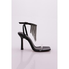 DGN 2042 Kadin Bilekten Bağlama Taş Püsküllü Topuklu Ayakkabi