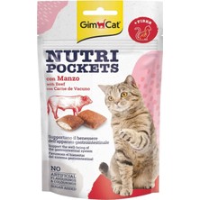 Gimcat Nutripockets Kedi Ödülü Biftek Malt 60GR Lezzetli Ödül Gevrekleri için Yetişkin Kediler
