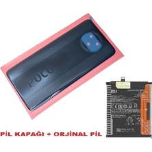 Tkgz Xiaomi Poco X3 / Poco X3 Nfc Arka Kapak Batarya Pil Kapağı + Pil (Cam) Siyah