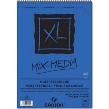 Canson Xl Mix Media 300GR Orta Dokulu Çok Amaçlı Spiralli Resim Blok 30 Sayfa A3 (29.7X42CM)