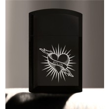 Tanem Kişiye Isimli Siyah Metal Çakmak - 22 Benzinli Gazlı Metal Alaşım Şık Tasarım