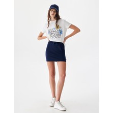 LTB KadınÇiçek Grafik Baskılı Beyaz T-shırt