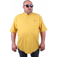 Starbattal Kısa Kol Erkek  Hakim Yaka Nakışlı 4 Düğmeli Gömlek 11304 Hardal