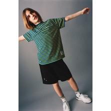 Lolli Boom Kids  Yeni Sezon Paça Etiket Detaylı Gri / Siyah Renk Pamuklu Bermuda Şort Low Sun