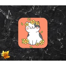 Sevimli Kedi Baskılı Özel Tasarım Baskılı Mdf Kare Bardak Altlığı