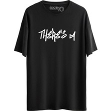 Edizen Çift Yön Thres Baskılı %100 Pamuk Baskılı Oversize Siyah T-Shirt