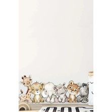 Kt Grup Sevimli Minik Hayvanlar Zürafa Aslan Zebra Leopar Hippo Fil Çocuk Odası Duvar Sticker Seti