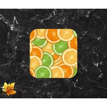 Eylül Design Turunçgiller Baskılı Özel Tasarım Baskılı Mdf Kare Bardak Altlığı