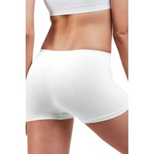 Çankaya Giyim Elite Life Dikişsiz Kadın Boxer Beyaz Şort 830