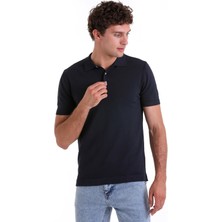 Saykı Lacivert Comfort Fit Düz Polo Yaka Rayon Tişört