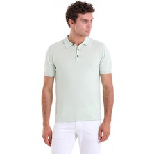 Saykı Su Yeşili Comfort Fit Düz Polo Yaka Rayon Tişört