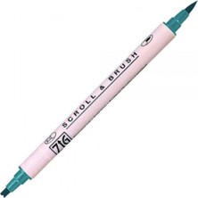 Zig Scroll & Brush Pen Çift Çizgi Kaligrafi Kalemi Teal 033