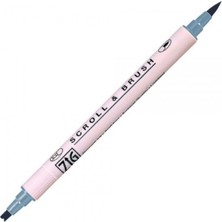 Zig Scroll & Brush Pen Çift Çizgi Kaligrafi Kalemi Steel Gray 092