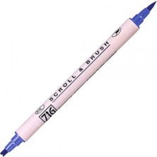 Zig Scroll & Brush Pen Çift Çizgi Kaligrafi Kalemi Pure Blue 030
