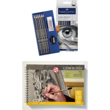 Faber-Castell Faber Castel Goldfaber Dereceli Kalem Çizim Seti 8 Parça ve Talens A5 Defter