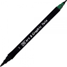 Zig Art & Graphic Twin Tut-80 Fırça Uçlu Marker Marine Green 038